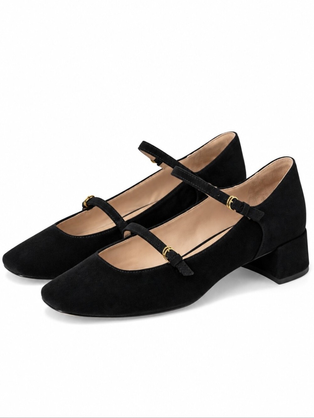 NEW Cole Haan Paxton Mary Jane Pump Black Suede Leather Square Toe Size 9.5 B